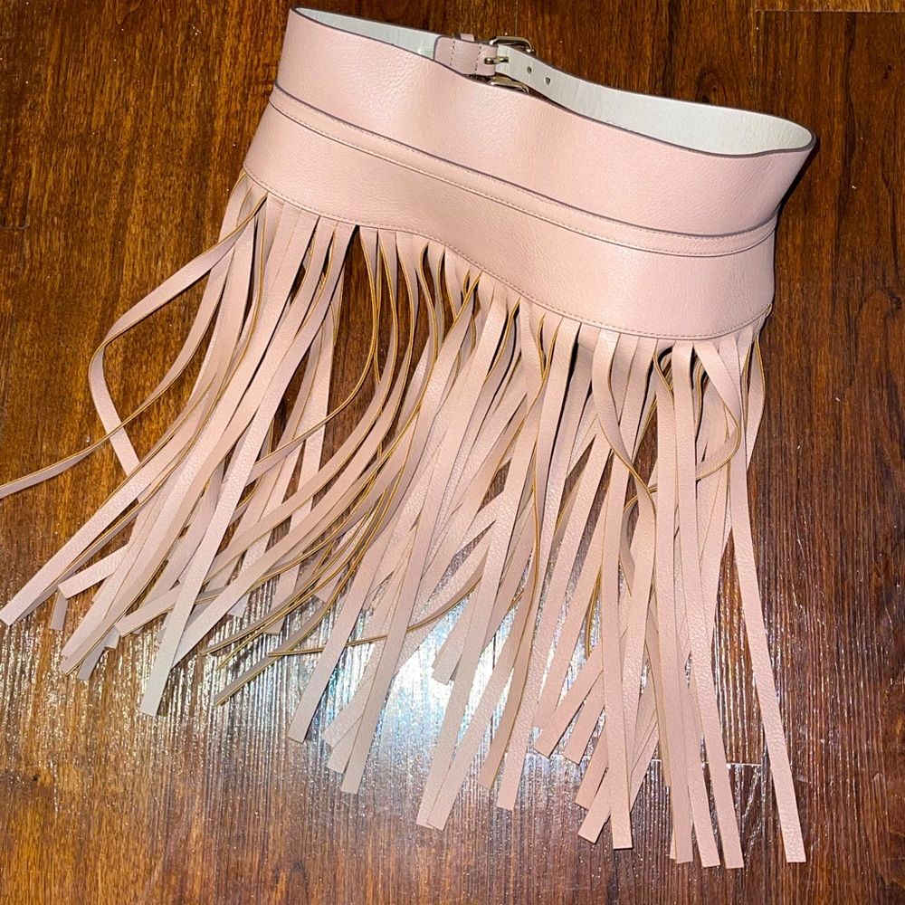 BCBGMAXAZRIA FRINGE CONTOUR WAIST BELT